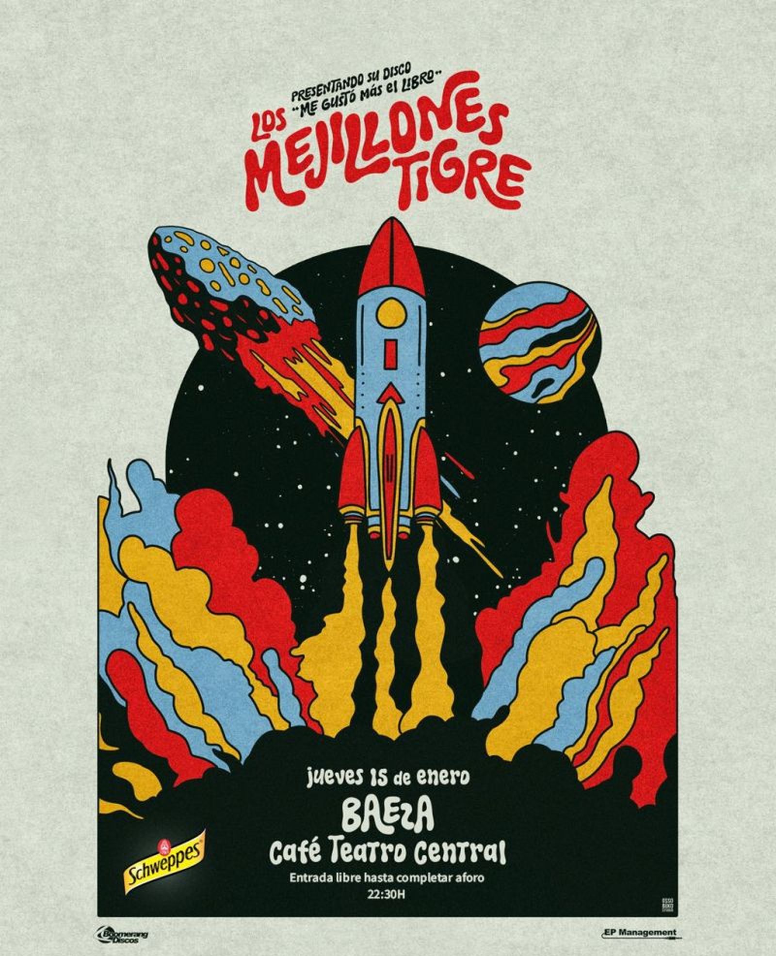 Cartel del concierto de Los Mejillones Tigre en Baeza.