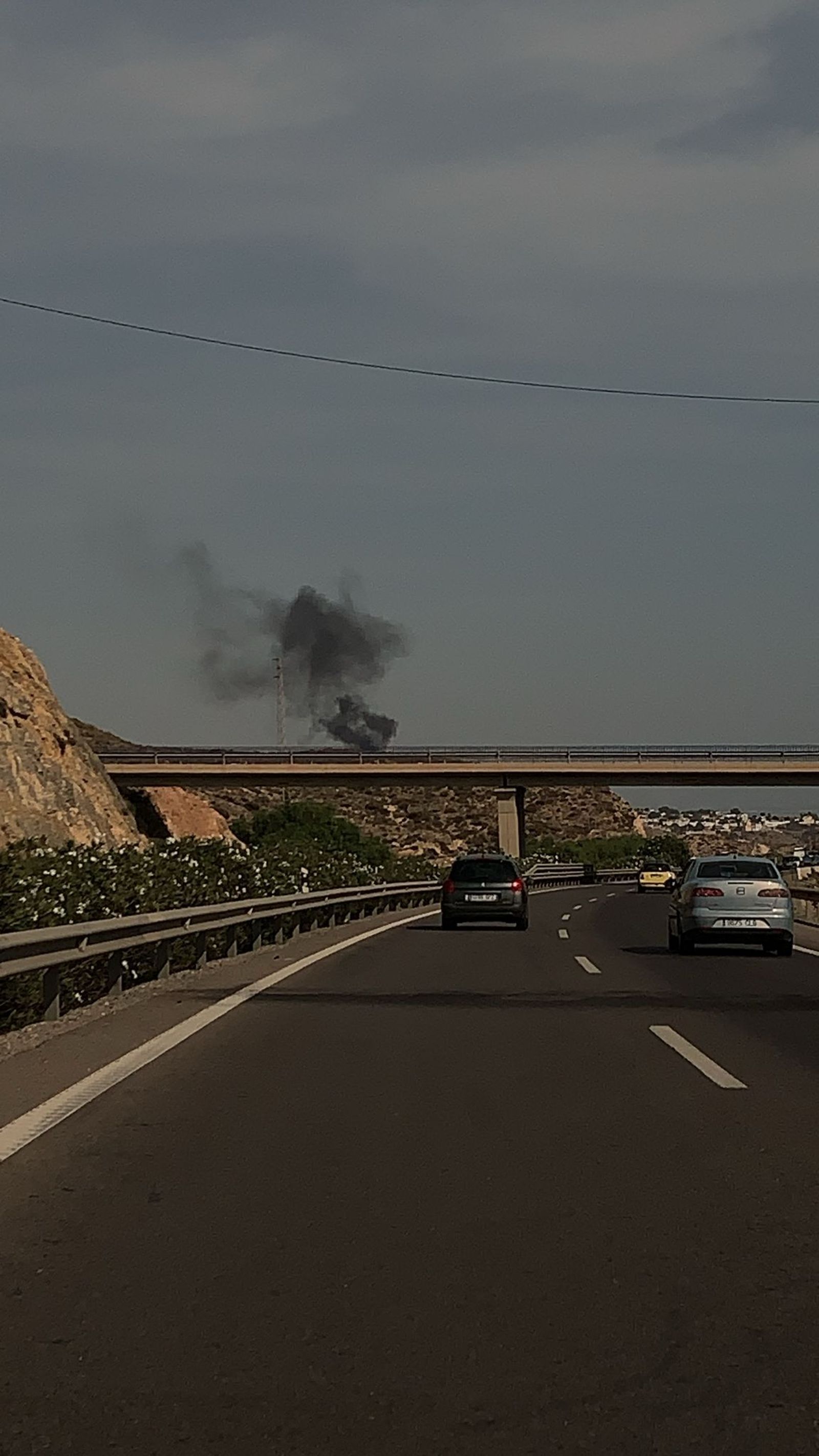 Así se veía el incendio desde la autovía.