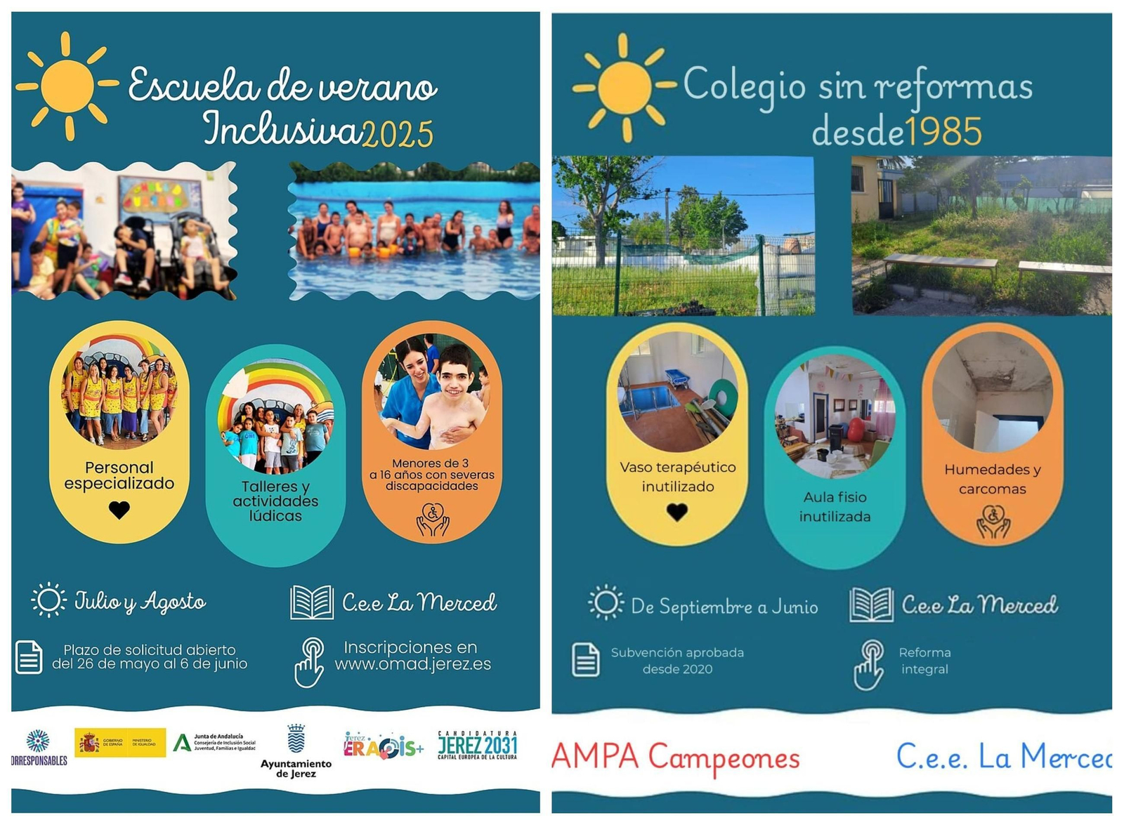 El cartel realizado por el Ampa para denunciar la situación del centro.