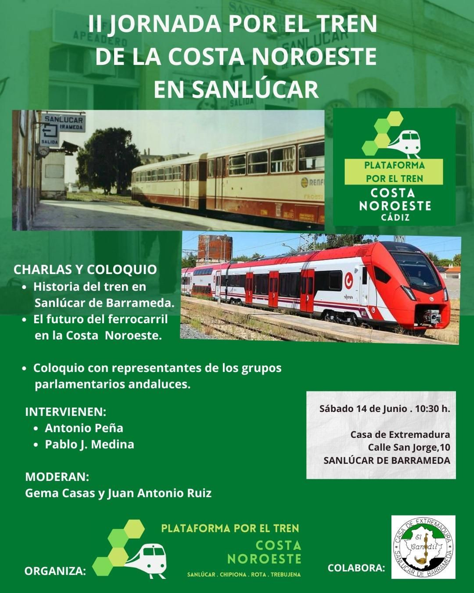 Cartel de la II Jornada por el Tren de la Costa Noroeste en Sanlúcar. Cartel de la II Jornada por el Tren de la Costa Noroeste en Sanlúcar.