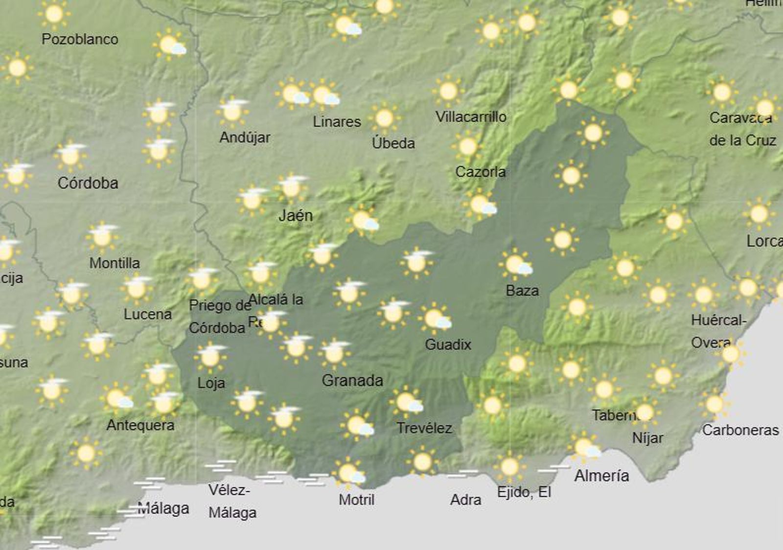 Las temperaturas se mantienen al alza durante este miércoles en la provincia de Granada