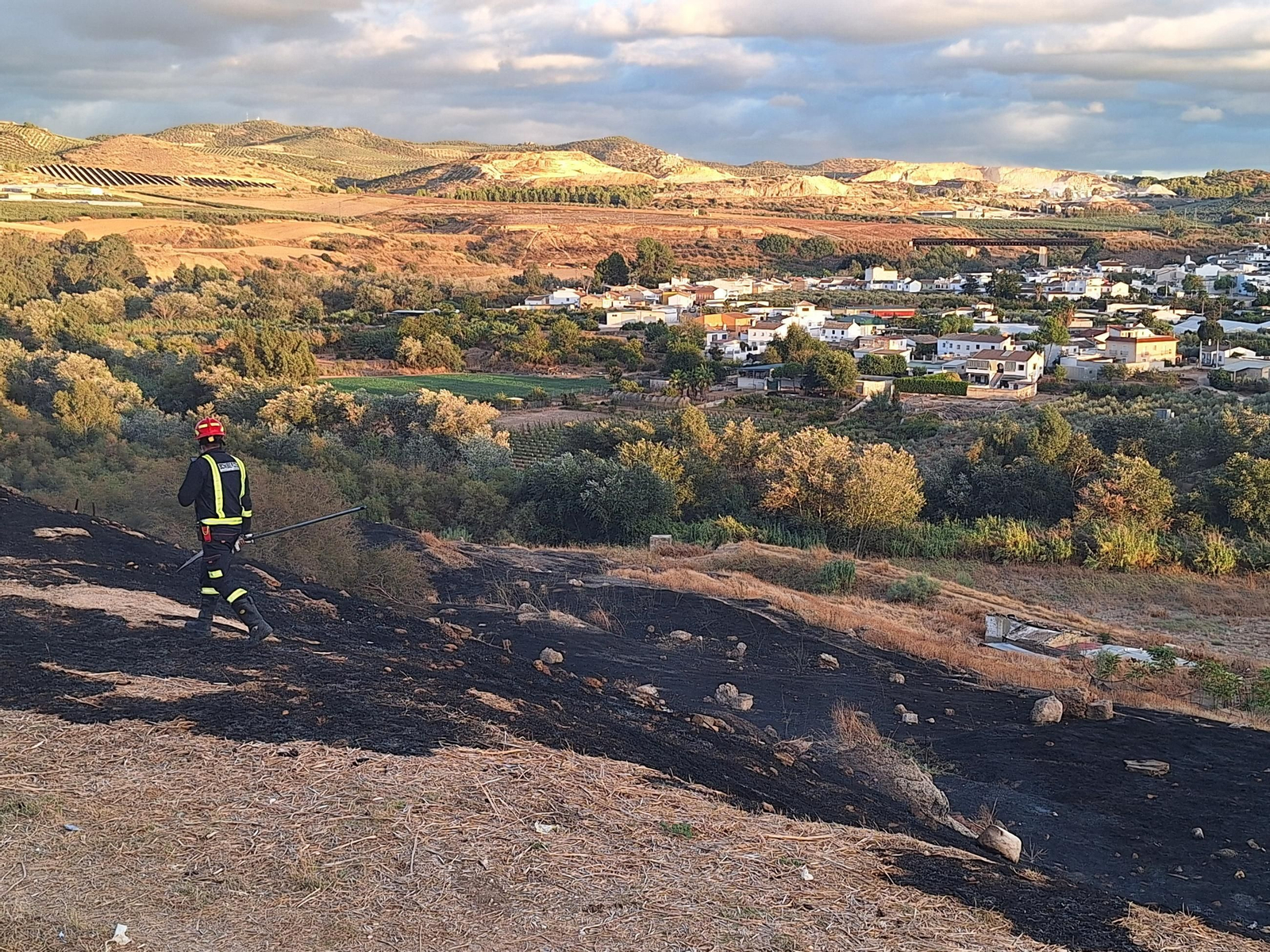 Terreno quemado en La Pitilla, en Puente Genil.