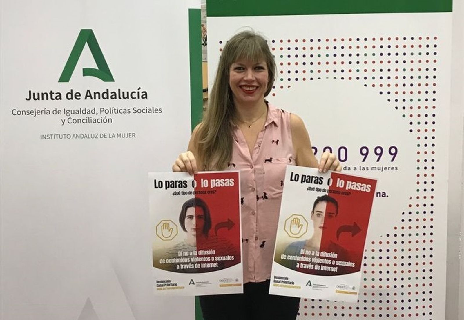 Lourdes Arroyo presenta en Córdoba la campaña 'Lo paras o lo pasas'.