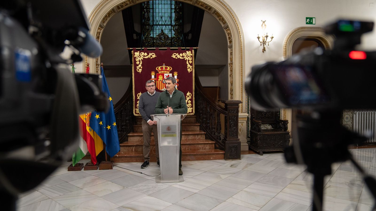 Pedro Fernández y José Antonio Montilla, en la rueda de prensa sobre la borrasca Leonardo.