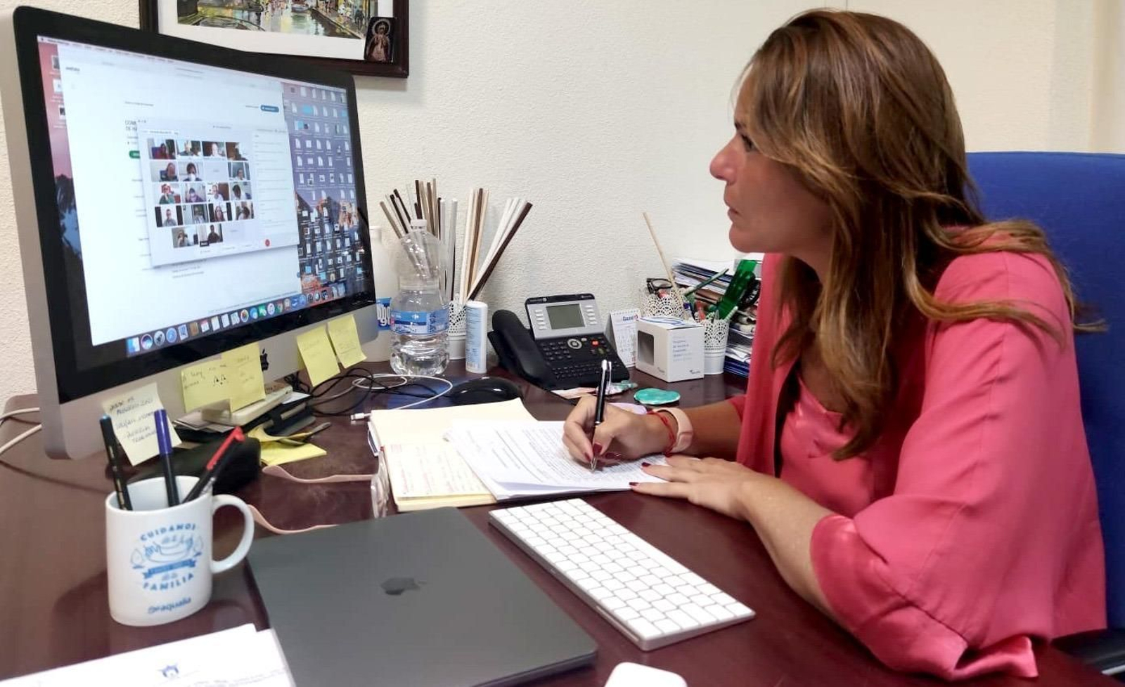 María Solanes, durante la reunión telemática de la Comisión de Hacienda.