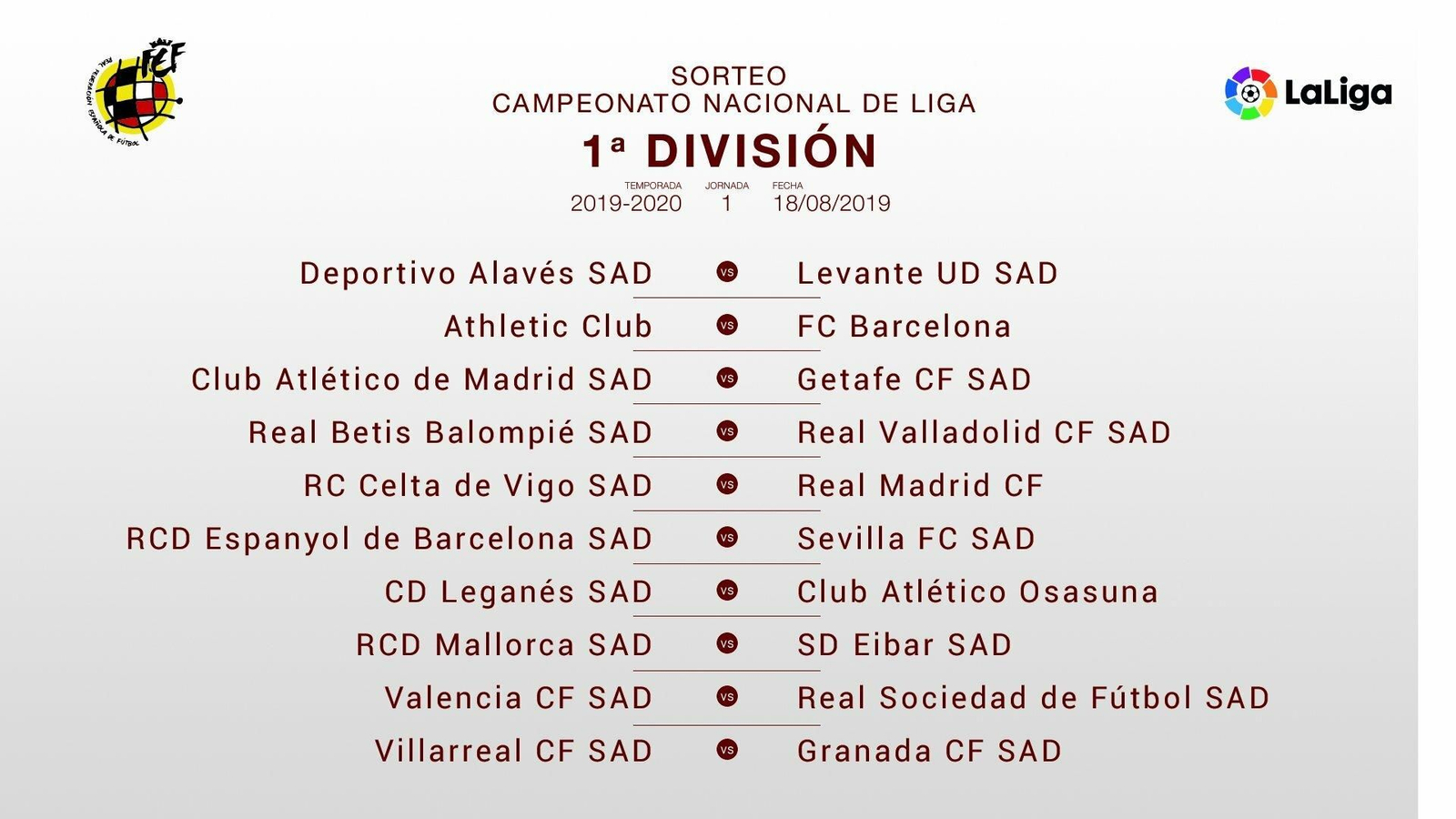 Primera jornada del campeonato de Liga.