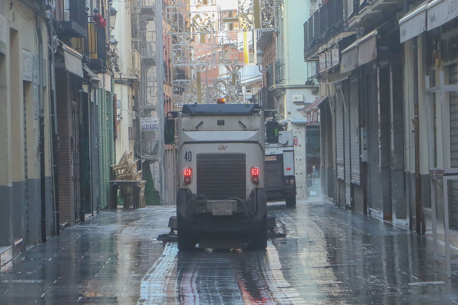 Un vehículo de limpieza en imagen de archivo.