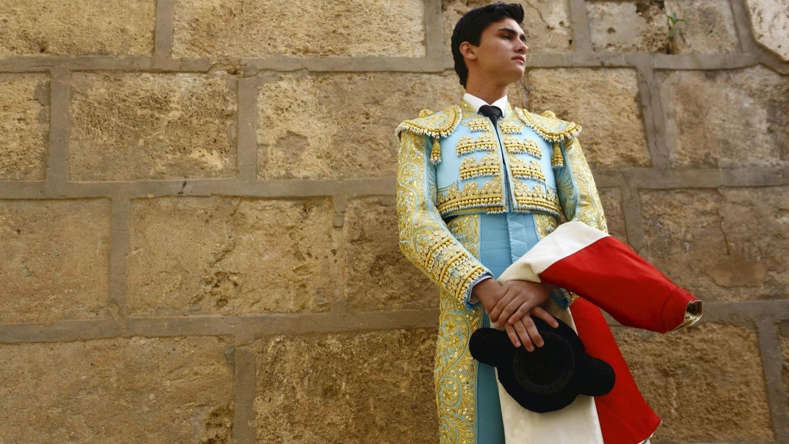 El novillero Jesús Romero, en el patio de cuadrillas de la plaza de toros de Málaga