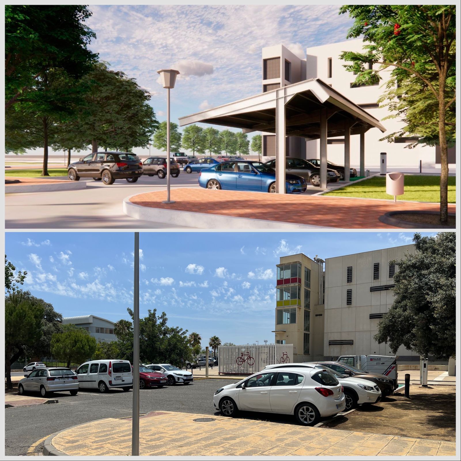 Así quedará el Campus del Carmen de la Universidad de Huelva tras la instalación de las placas solares