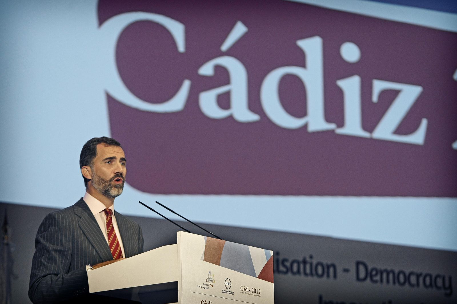 El entonces Príncipe de Asturias, en un acto celebrado en Cádiz en 2012.