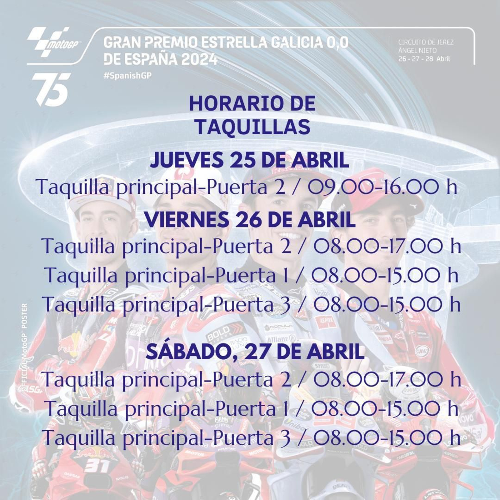 Horario taquillas jueves, viernes y sábado. Horario taquillas jueves, viernes y sábado.