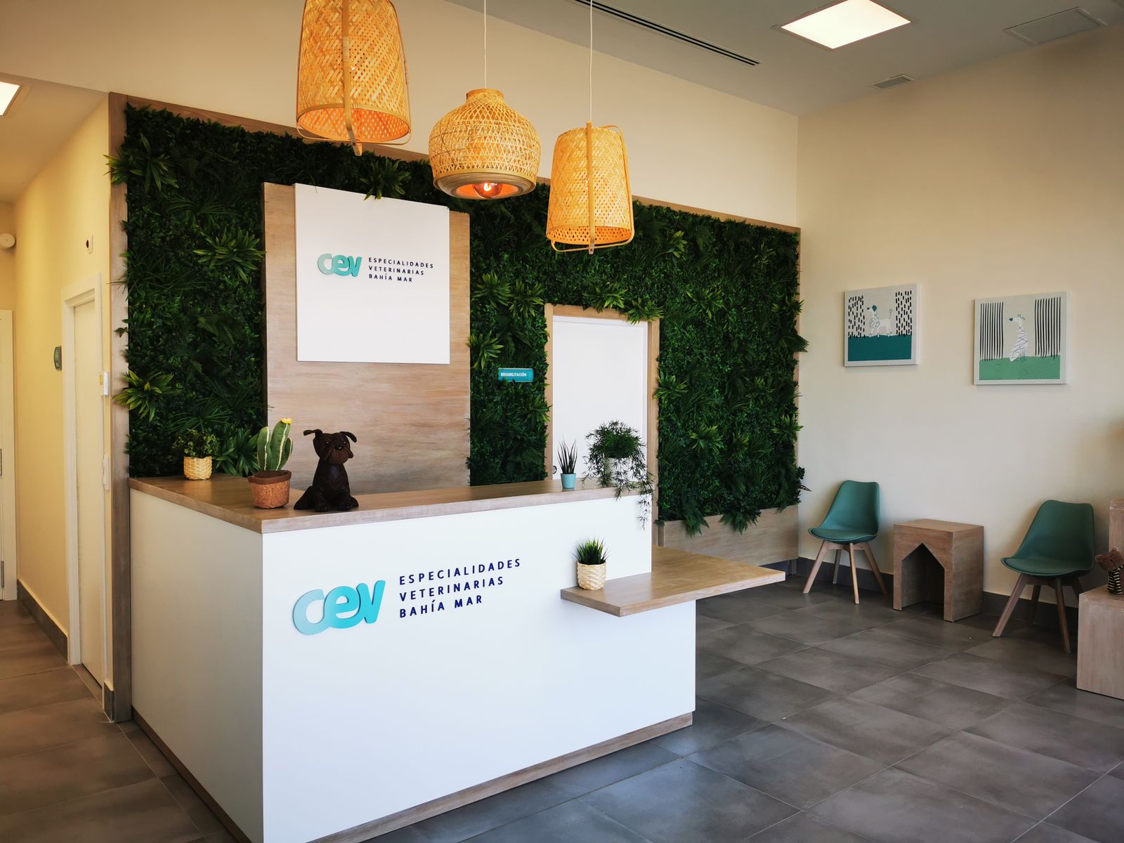 La recepción del Centro de Especialidades Veterinarias, en El Puerto.