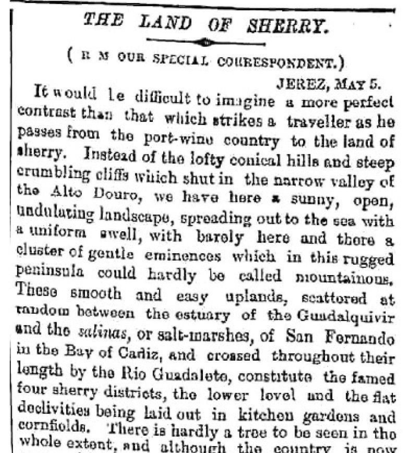 The Land of Sherry, artículo publicado en The Times en 1879.