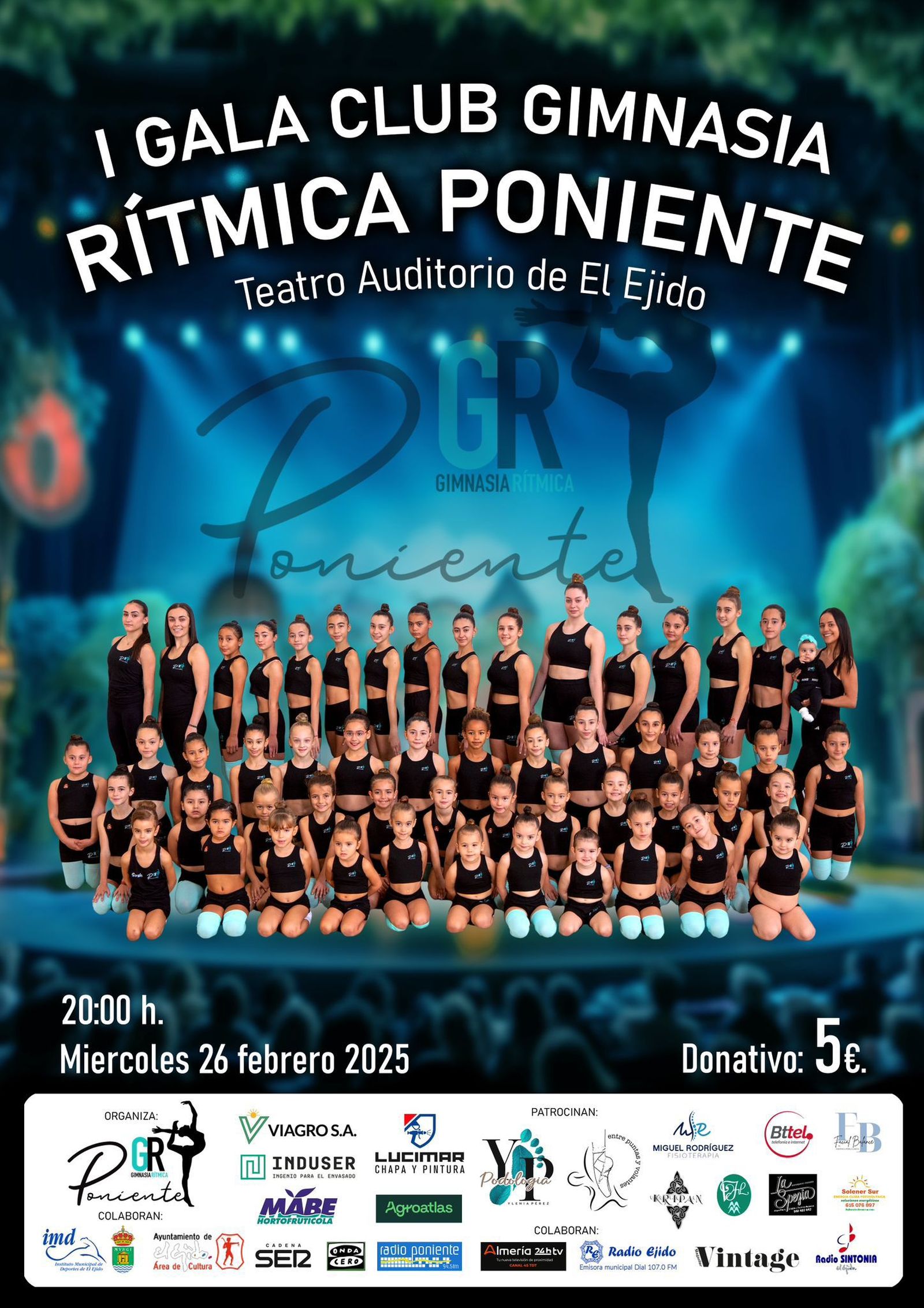 Cartel de la I Gala del Club Gimnasia Ritmica Poniente que tendrá lugar en el Teatro Auditorio de El Ejido.