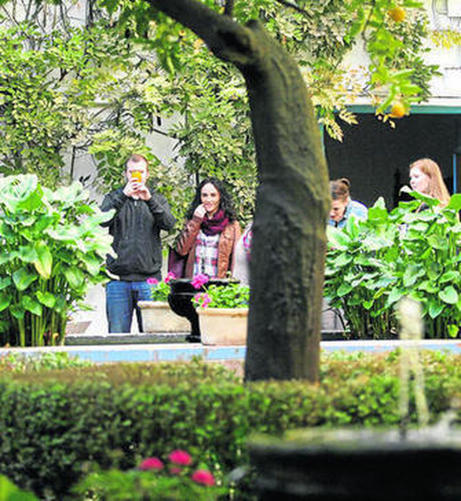 Unos visitantes observan el espectáculo 'Viana Essence'.