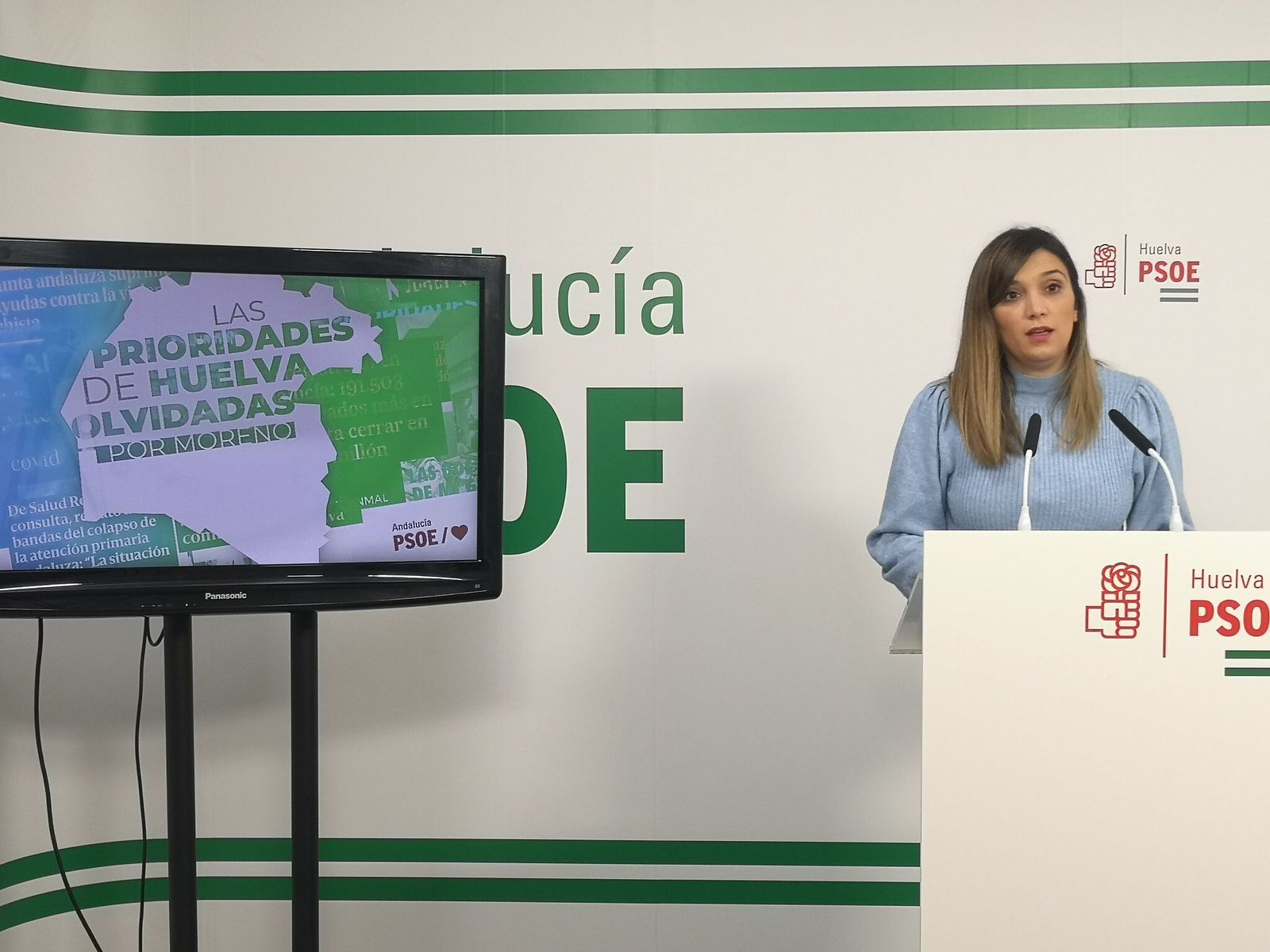 María Márquez en la sede de los socialistas onubenses en la mañana de hoy.