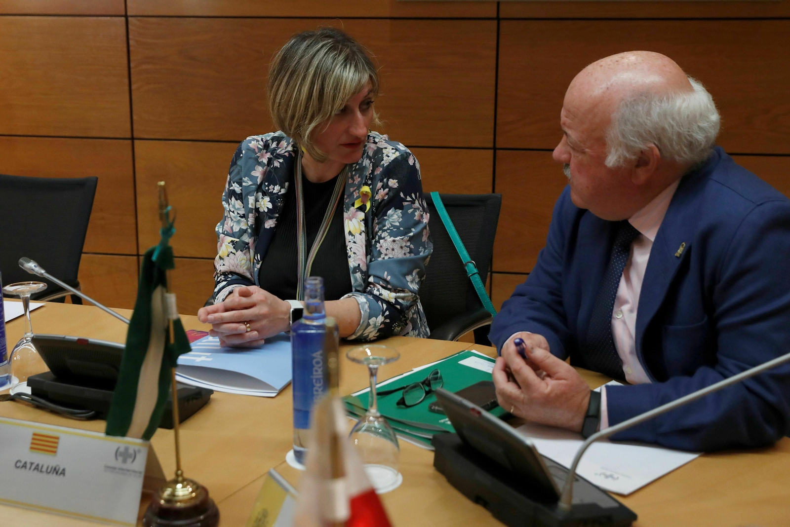 Los consejeros de Sanidad de Cataluña, Alba Vergés, y de Andalucía, Jesús Aguirre, durante la reunión.