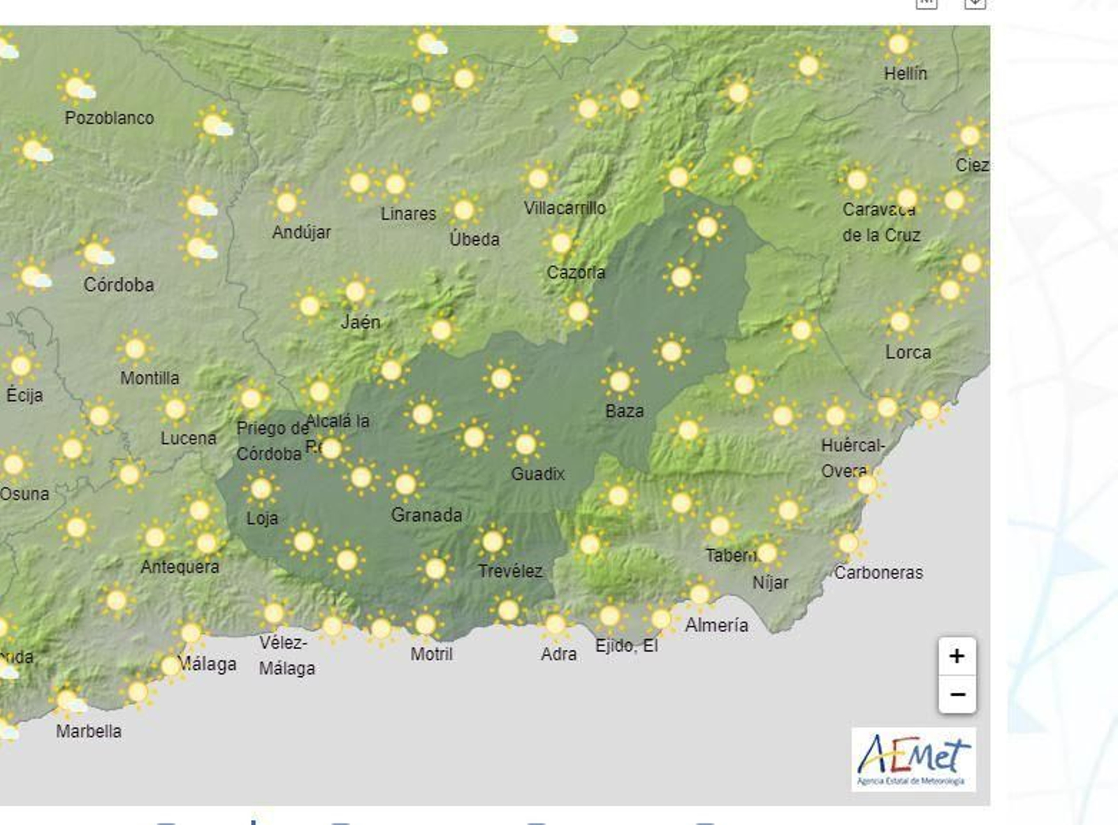 El Tiempo en Granada el 22 de mayo de 2024