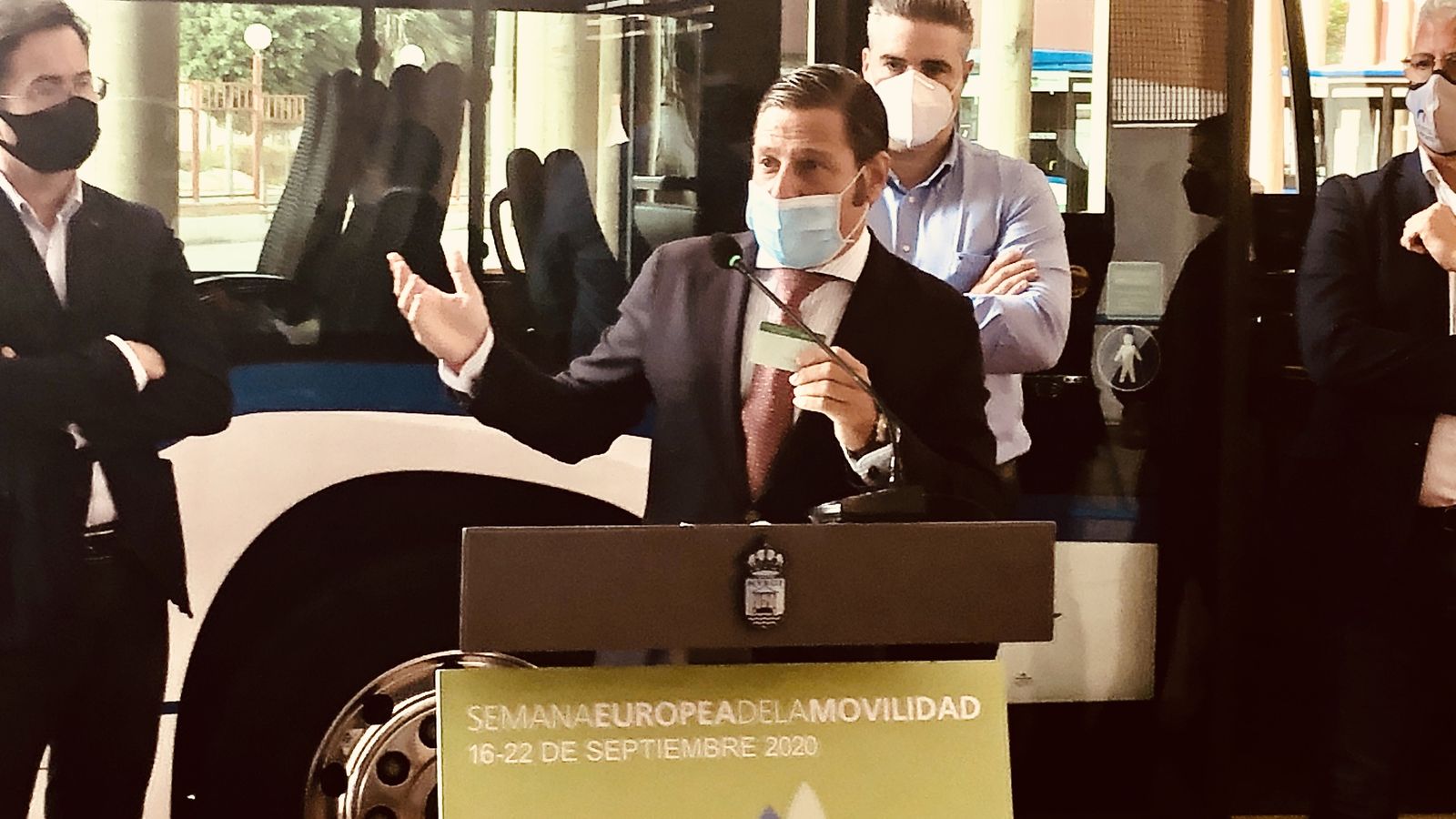 Luis MIguel Carmona, durante su intervención en el acto celebrado en la Estación de Autobuses de El Ejido.