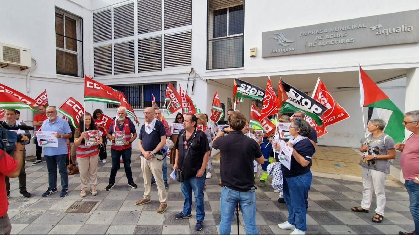 Los sindicatos CCOO y UGT convocan protestas en el Campo de Gibraltar contra el genocidio en Gaza, este 15 de octubre.