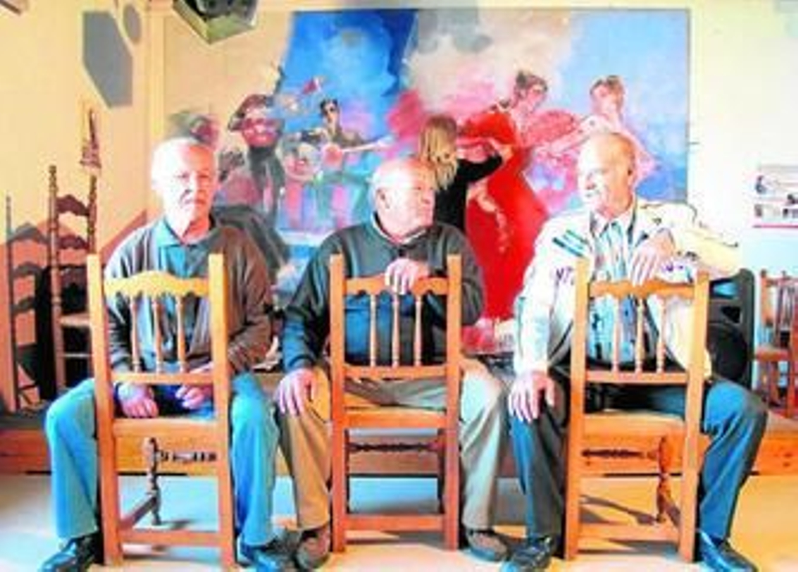 Antonio Carmona, Nicolás Zapata y Diego Fernández, en el tablao de Las Fraguas.