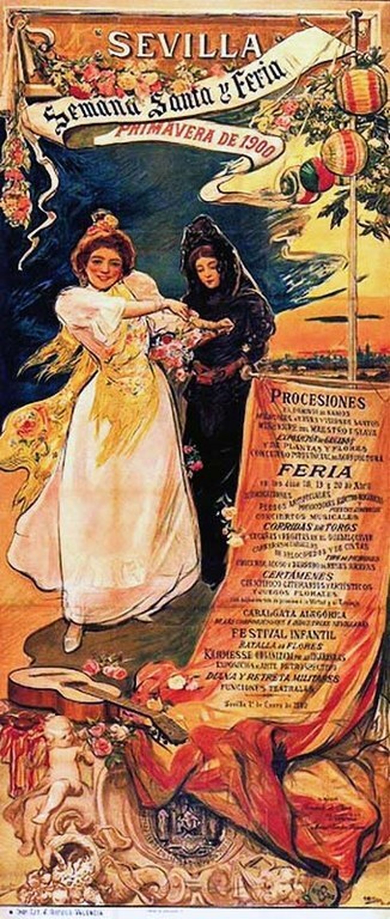 El cartel de las fiestas de primavera en Sevilla en 1900