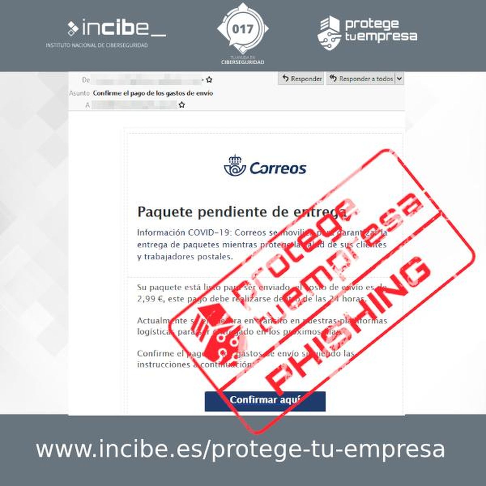 Phising de Correos del que advierte el Incibe