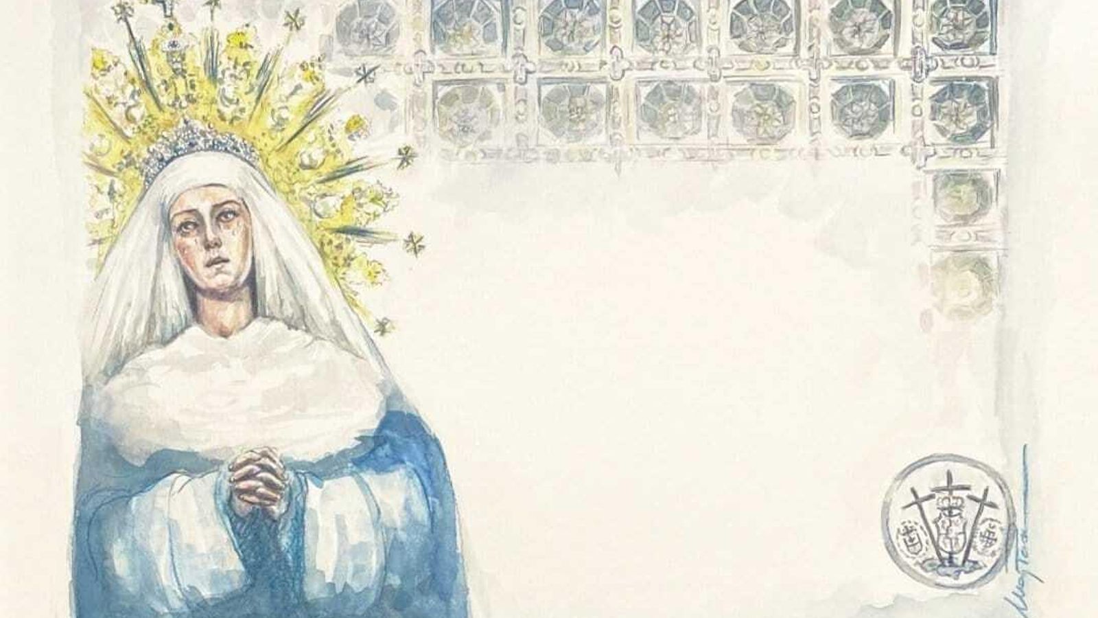 Papeleta de sitio editada para la procesión extraordinaria, obra de May Perea