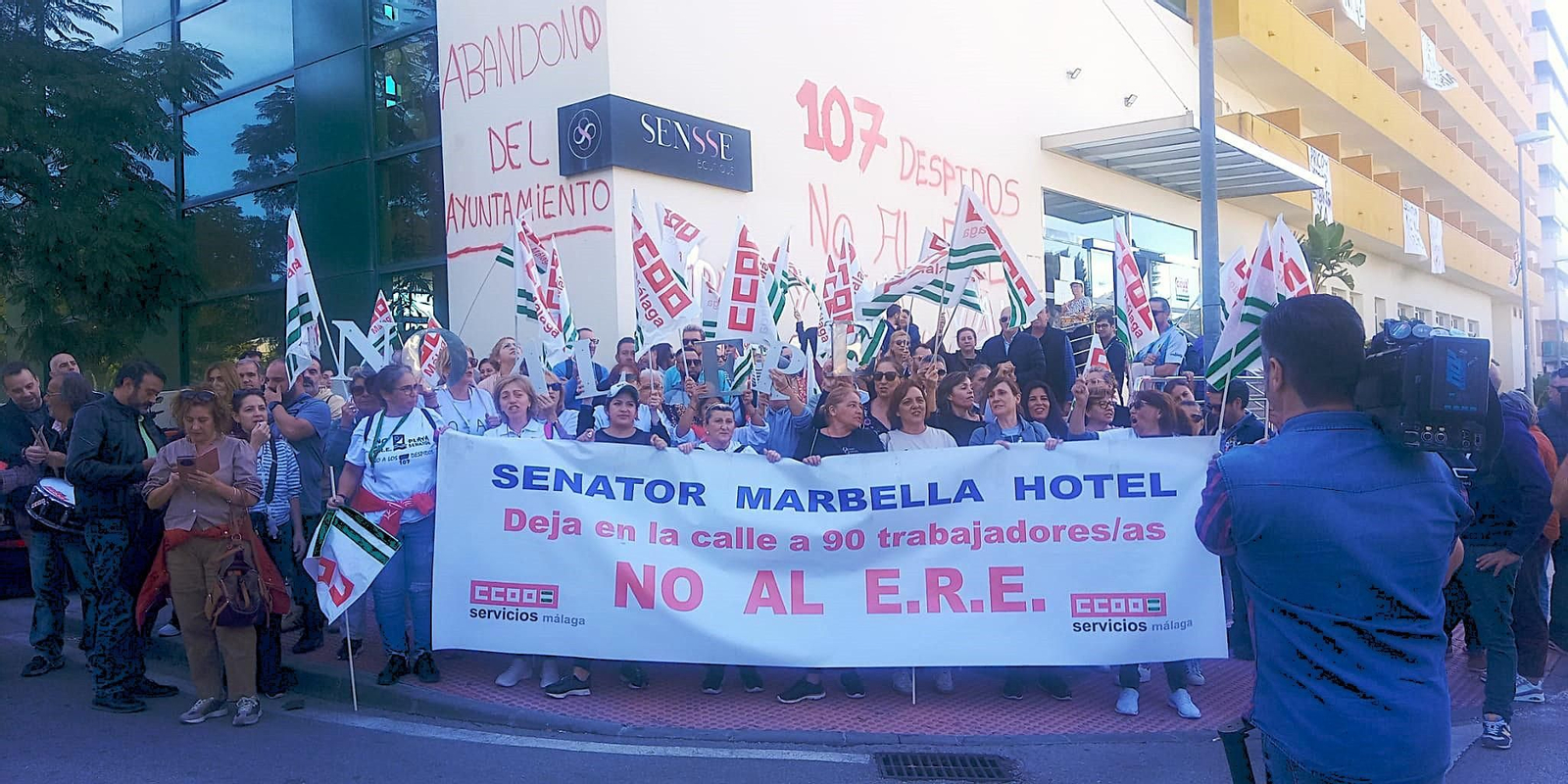 Los trabajadores del hotel Senator de Marbella.