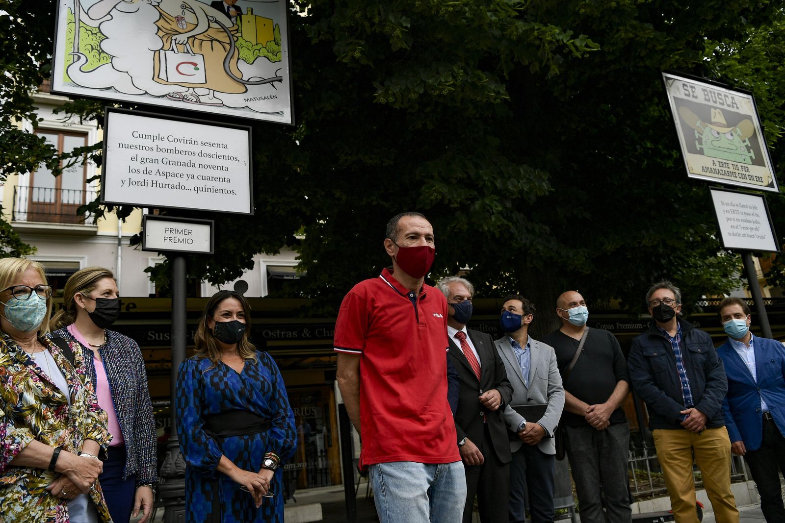 Imagen de archivo de la inauguración de la exposición de quintillas y carocas del Corpus 2021 en plaza Bib-Rambla