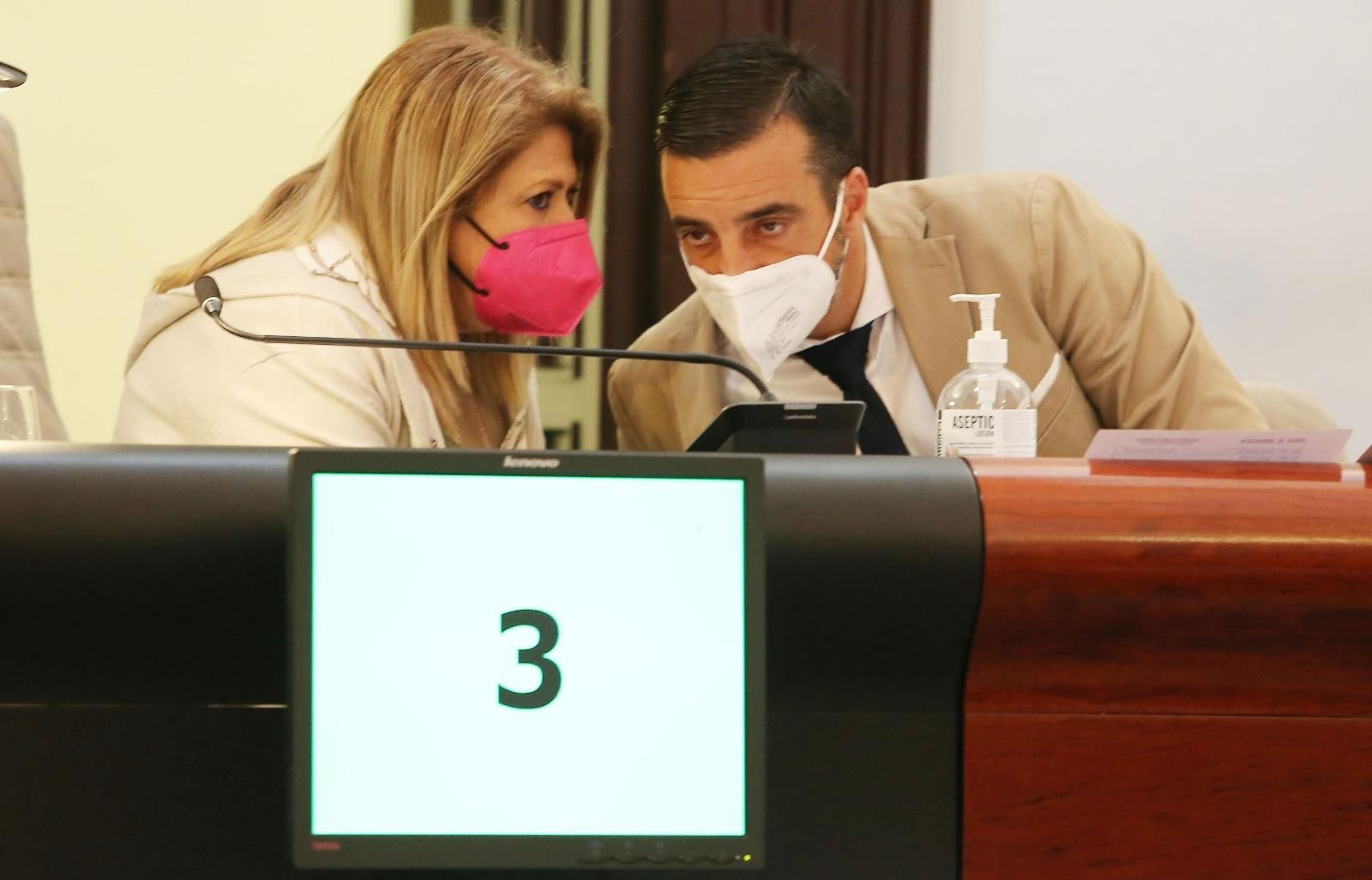 La alcaldesa y el delegado de Urbanismo, durante el pleno celebrado este jueves.