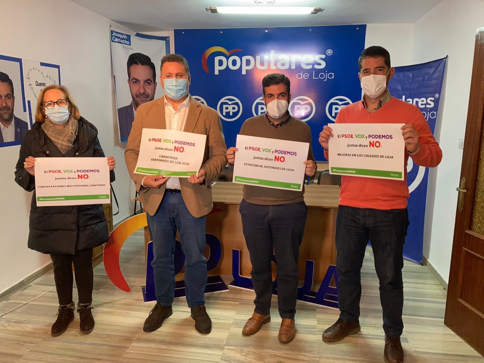 Representantes del PP en contra de PSOE, VOX y Podemos en Granada