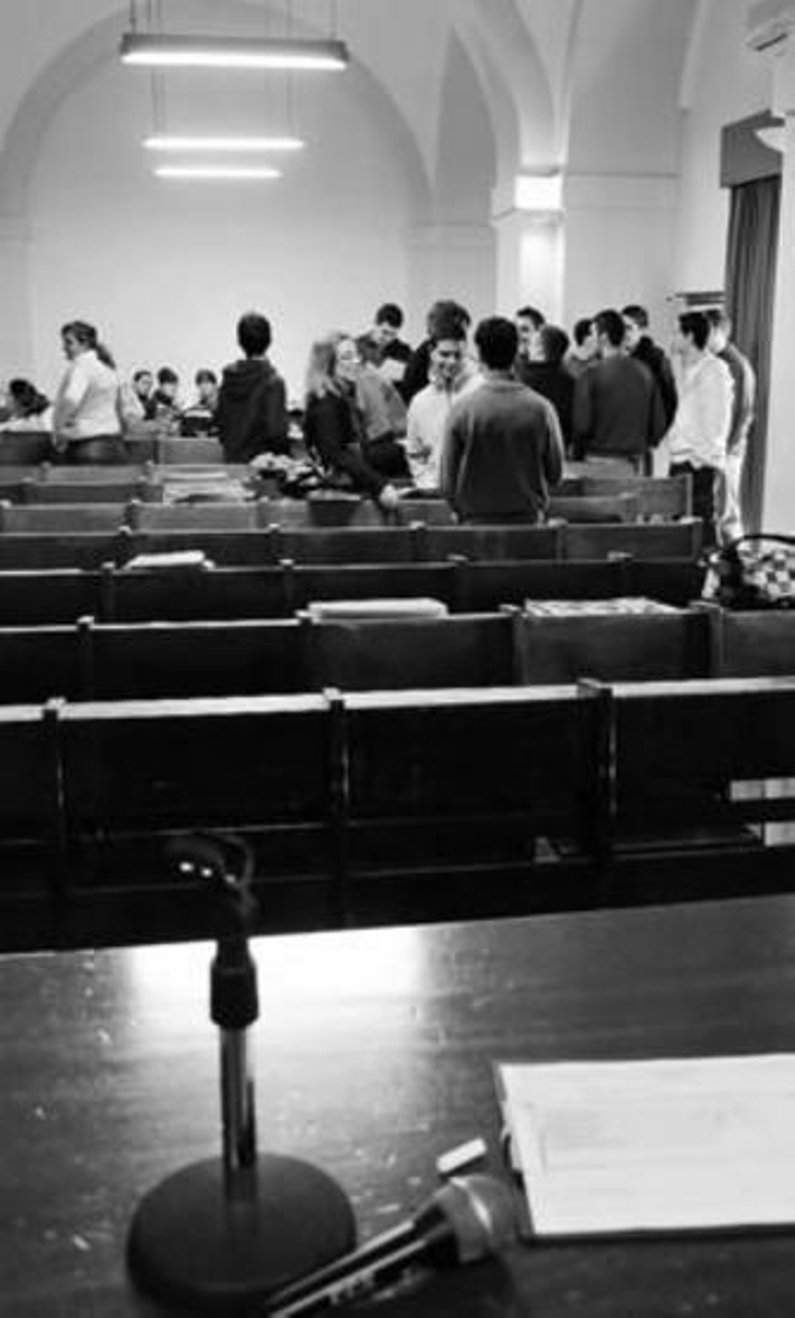 Una de las últimas clases de Derecho celebrada en el edificio.