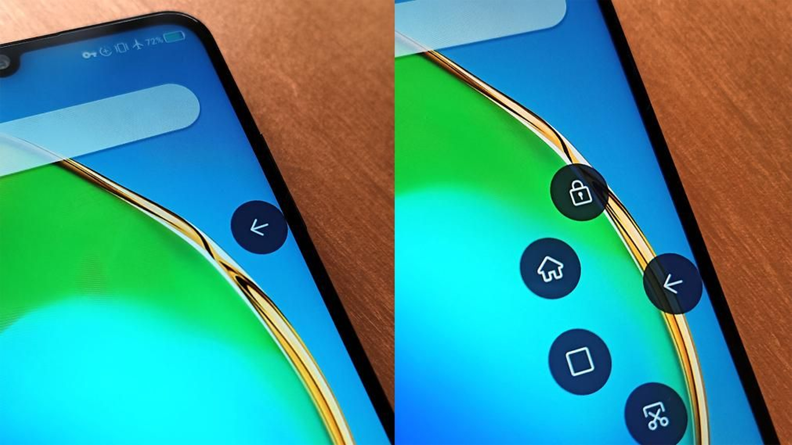 Menú emergente en el smartphone ZTE Blade V40 Vita