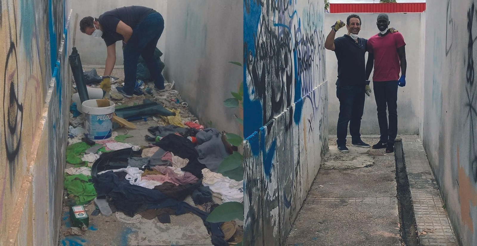 Antes y después de la limpieza por voluntarios en la zona Sur.