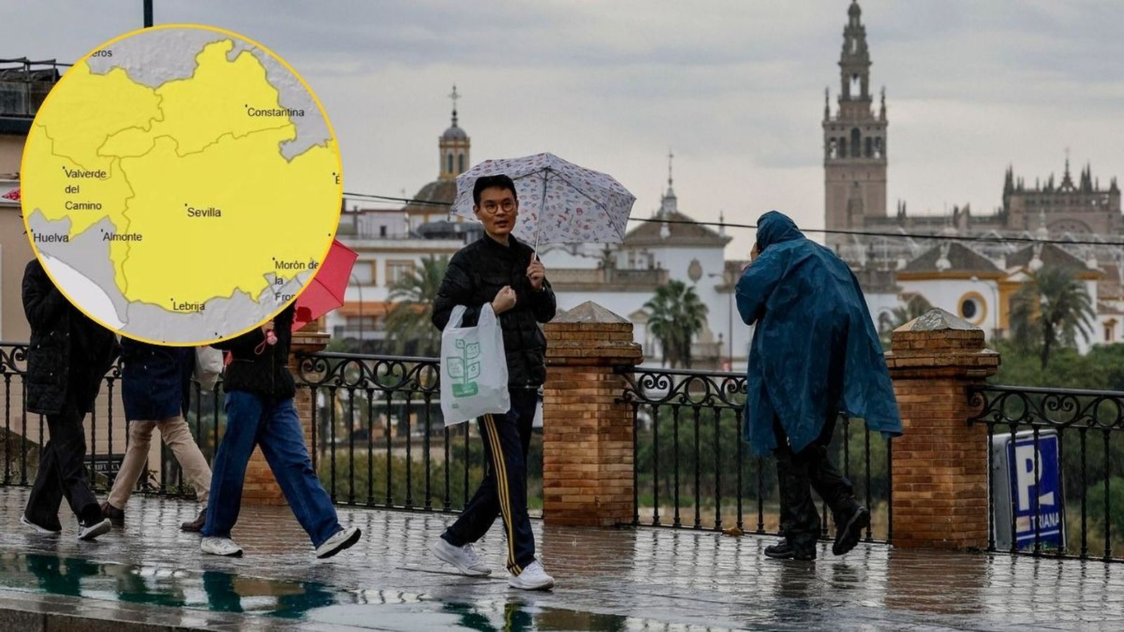 Aviso amarillo por lluvias en Sevilla y Huelva.