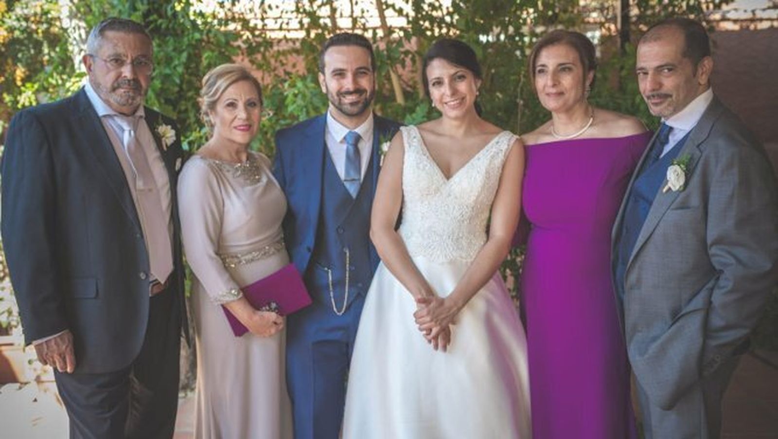 Fernando  Orellana, Amparo Gutiérez, Alvaro Orellana, Cristina Patrón, Dolores Ares y Juan José Patrón, durante la celebración.