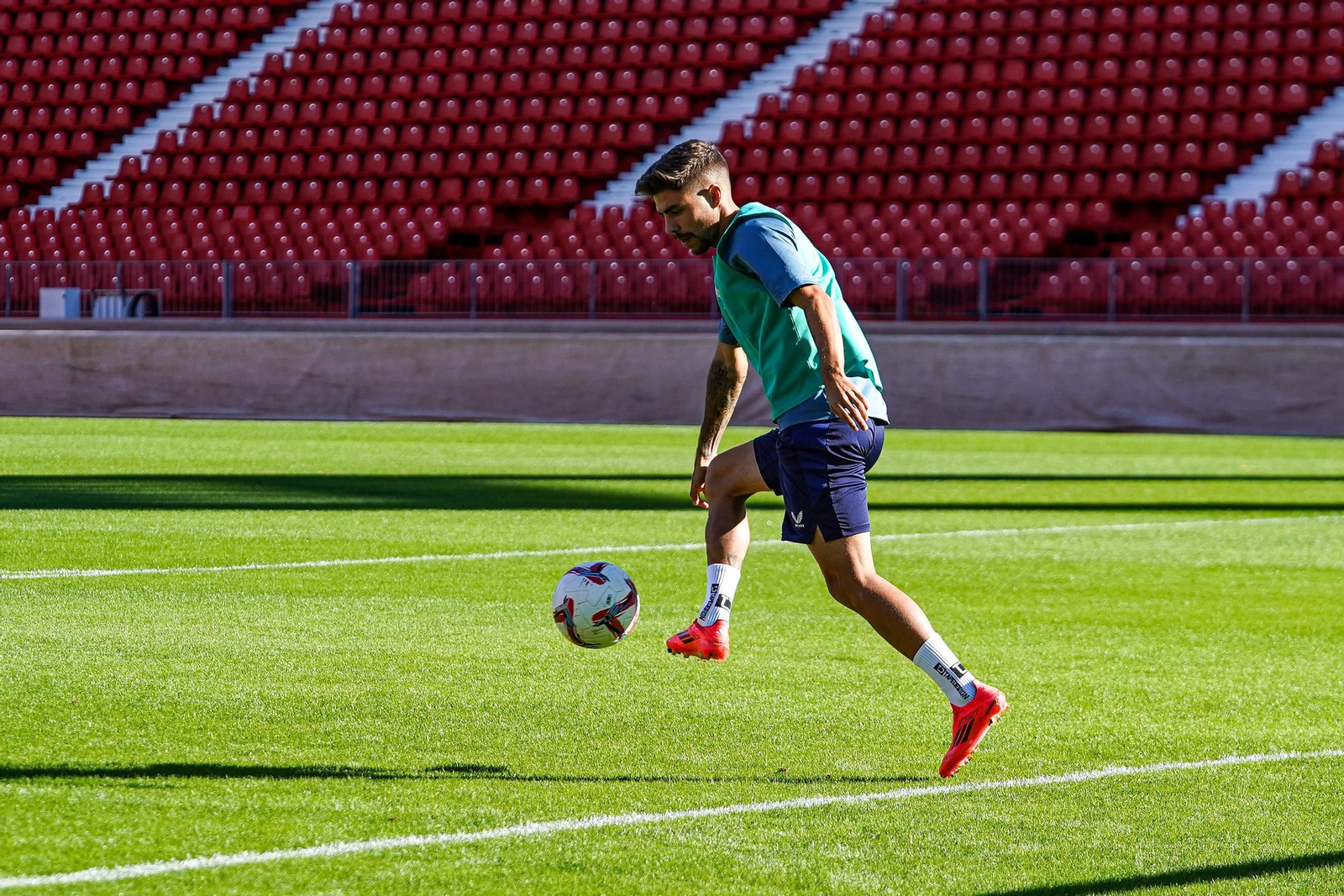 Pozo en el entrenamiento de este martes en el Estadio