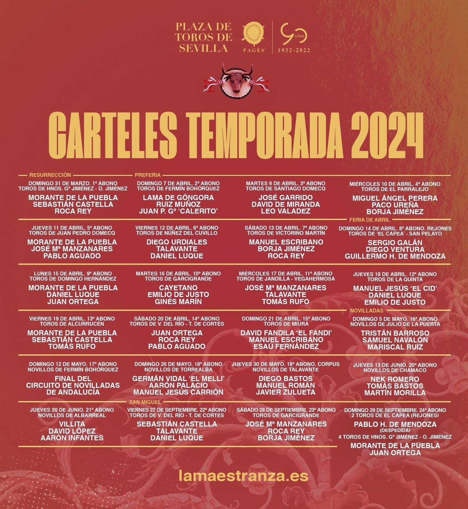 Carteles de la Temporada de Toros en Sevilla 2024 Carteles de la Temporada de Toros en Sevilla 2024