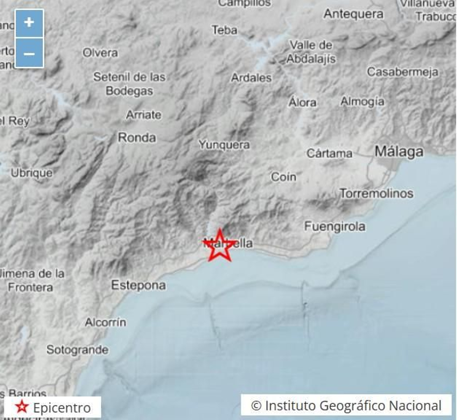 Terremoto magnitud 2 en Marbella este jueves 27 de febrero.
