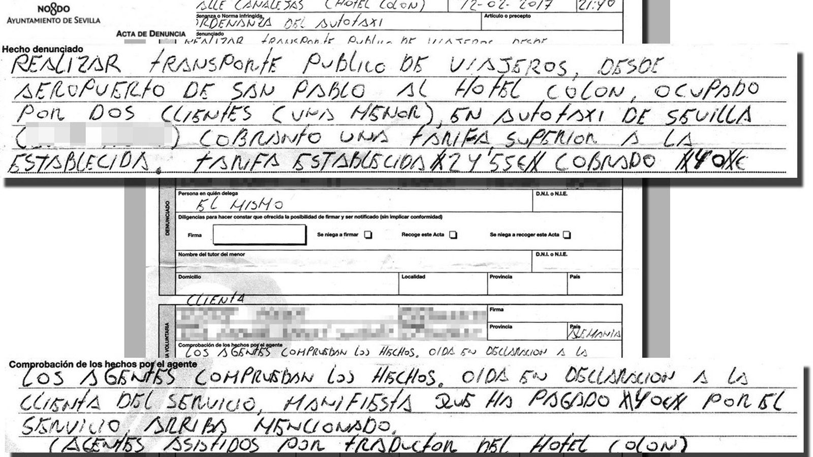 Detalle de la denuncia