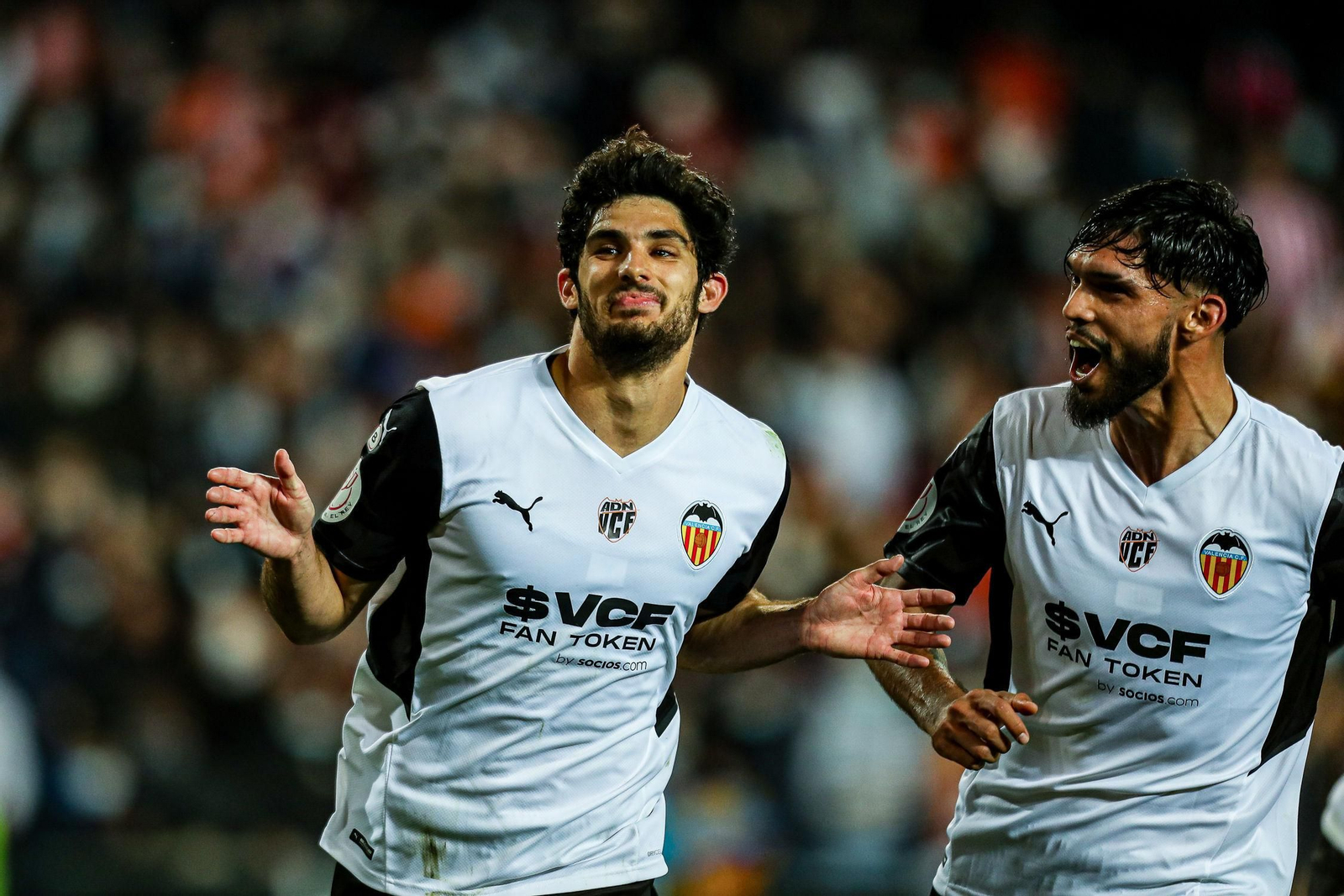 Gonçalo Guedes tras marcar un decisivo gol con el Valencia.