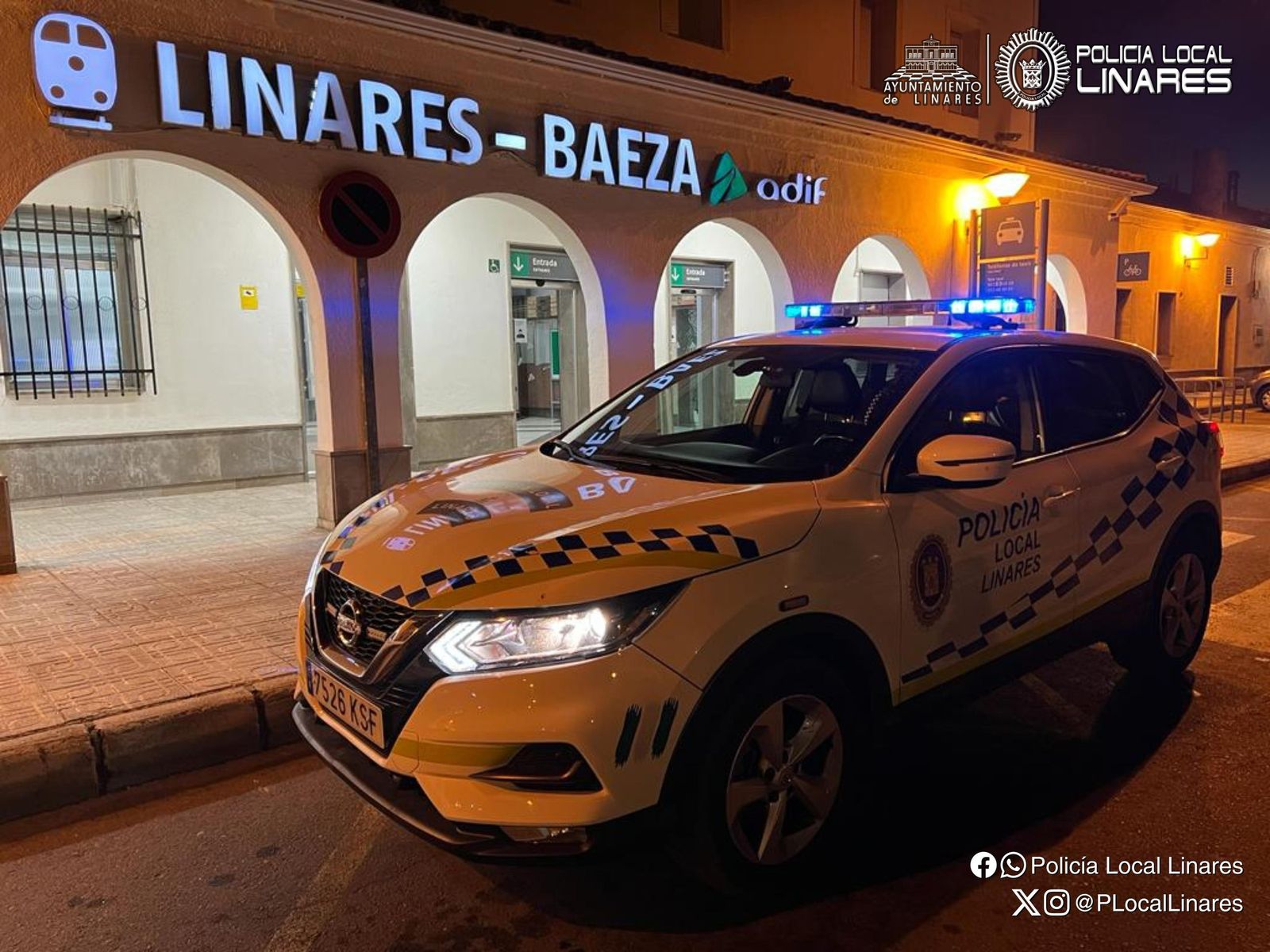 Policía Local de Linares en la Estación Linares-Baeza.