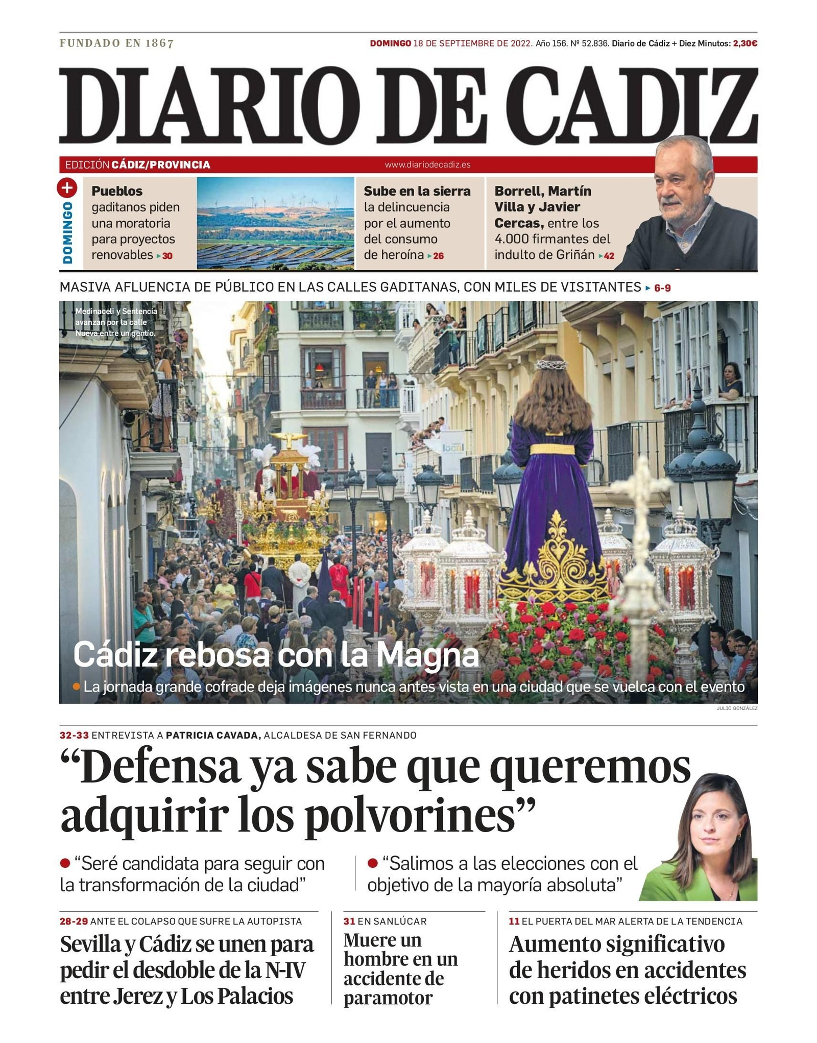 Las 22 portadas de Diario de Cádiz de 2022