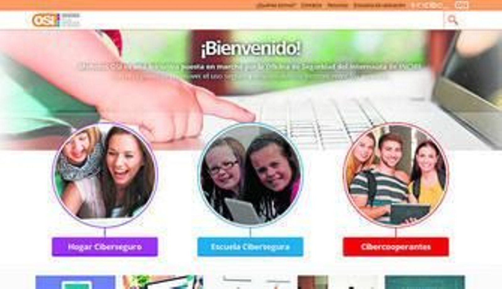 Página de inicio de Menores Osi, web para promocionar el uso seguro y responsable de internet entre los más jóvenes.