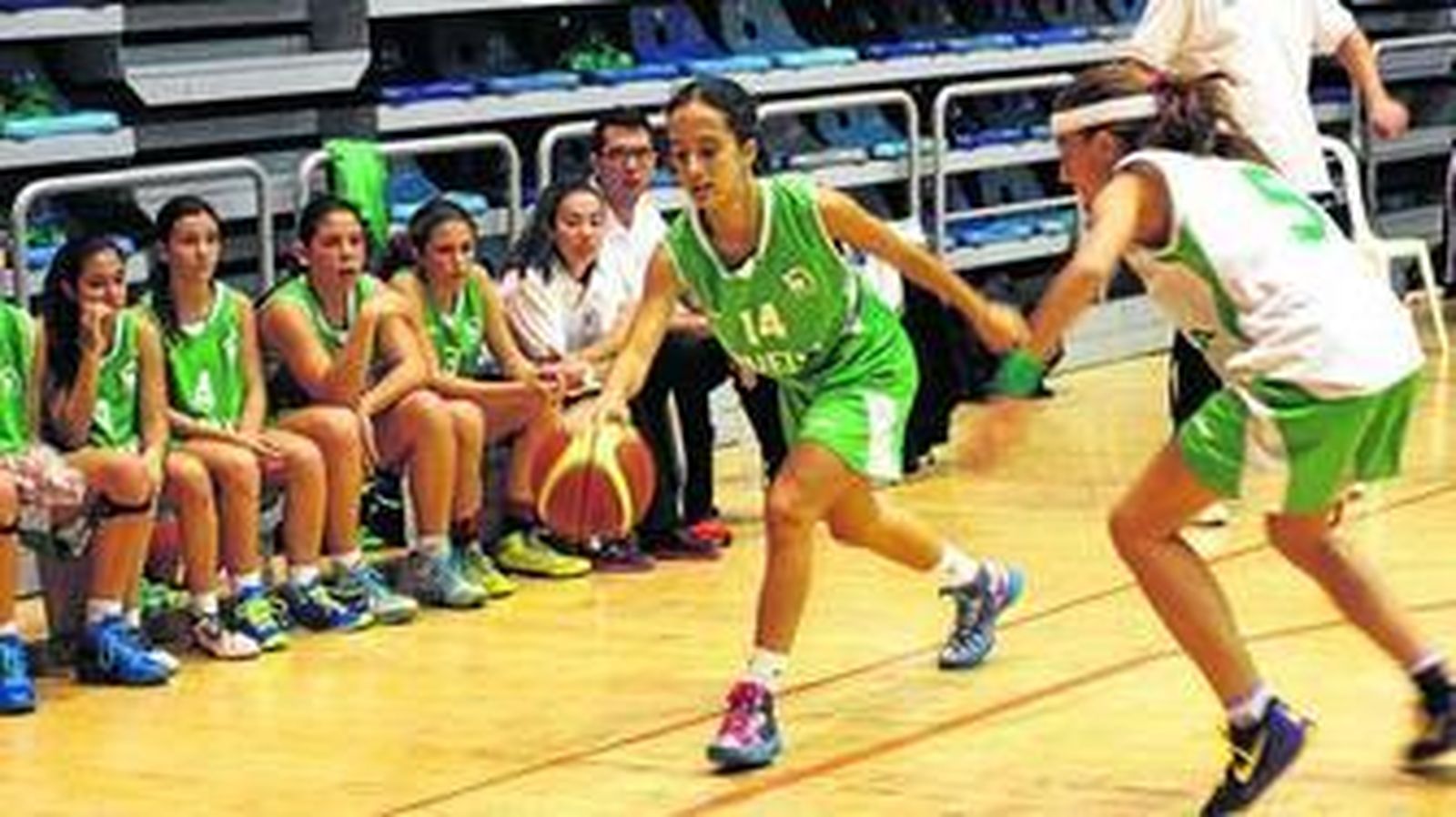 Lance de un partido del Andaluz infantil femenino celebrado en el Palacio de los Deportes de Huelva en 2013.