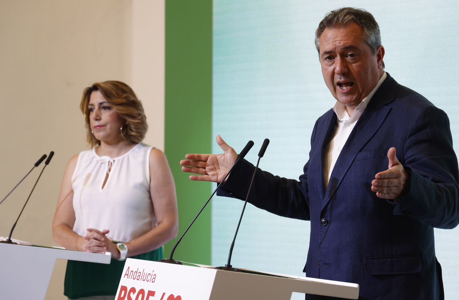 Susana Díaz y Juan Espadas, en una comparecencia del PSOE andaluz.
