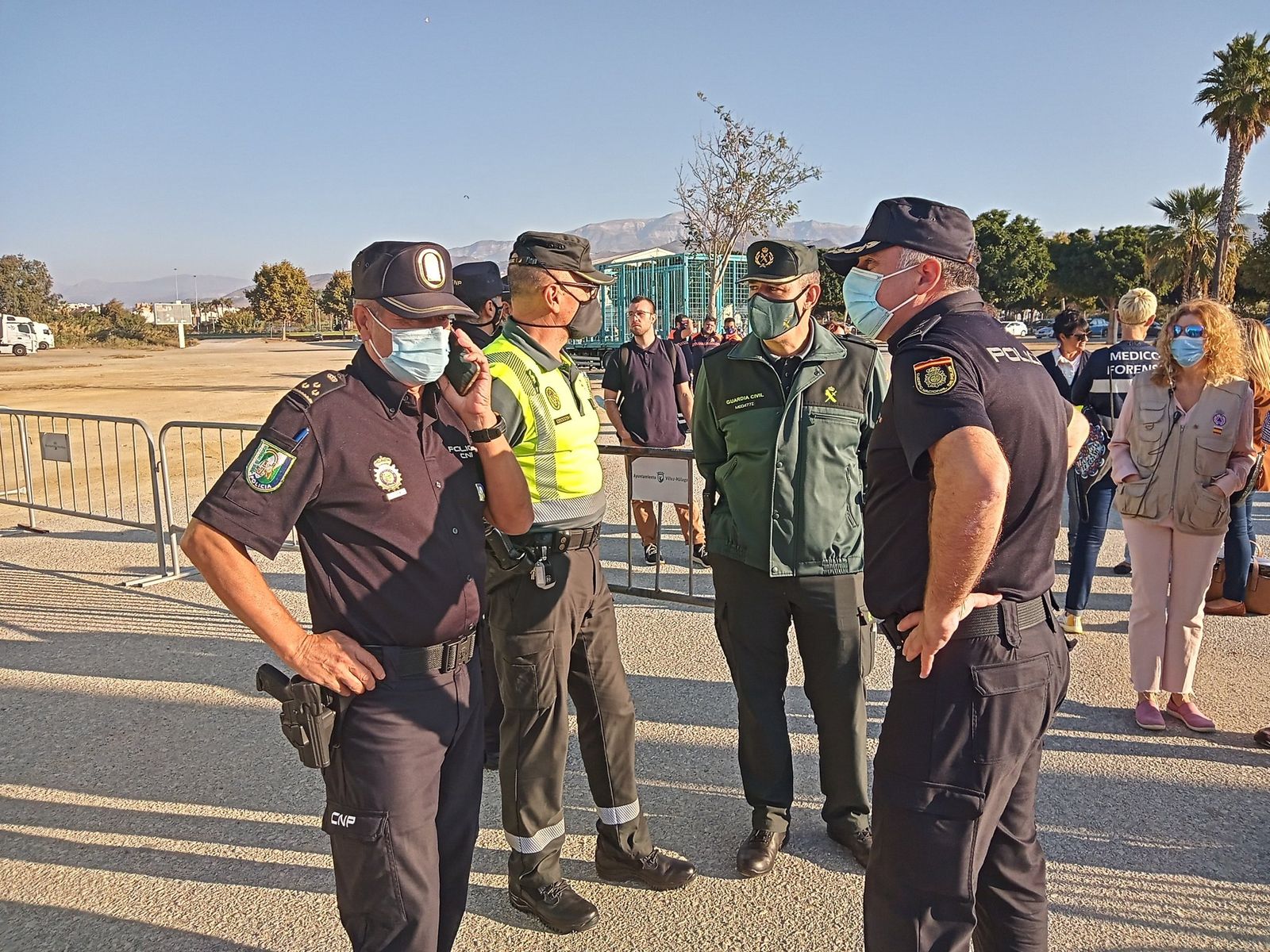 Policías y guardias civiles en el gran simulacro