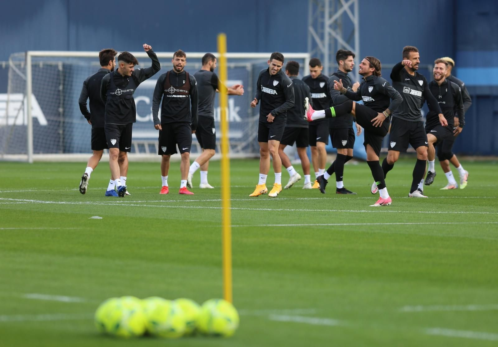 Una imagen del entrenamiento del viernes del Málaga CF.