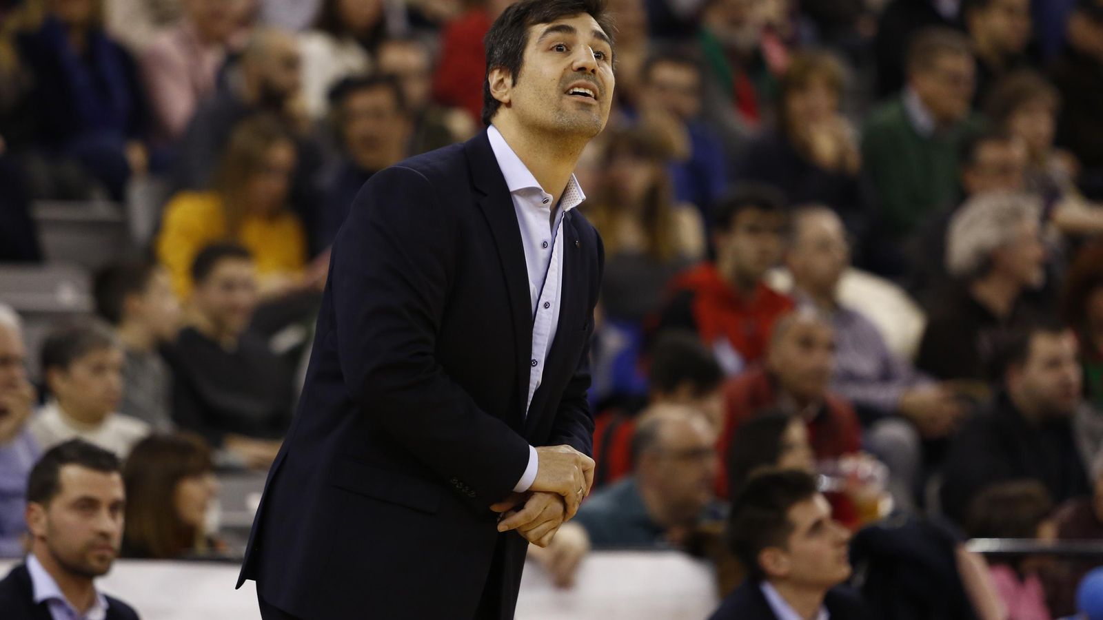 Gesto de Pin durante el encuentro ante el CB Prat